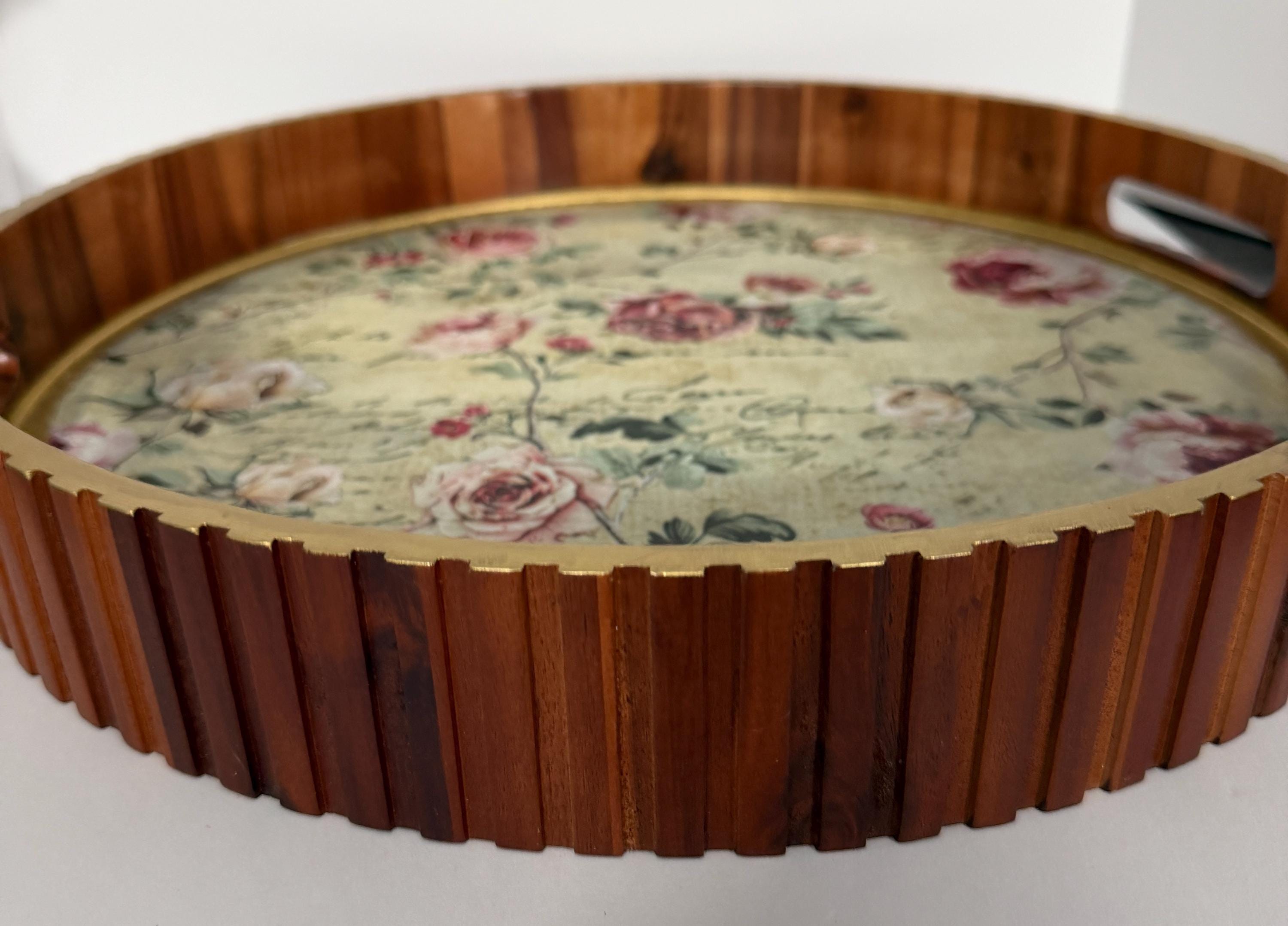 Large Round Floral Tray: 17.75"; 2.5" height
