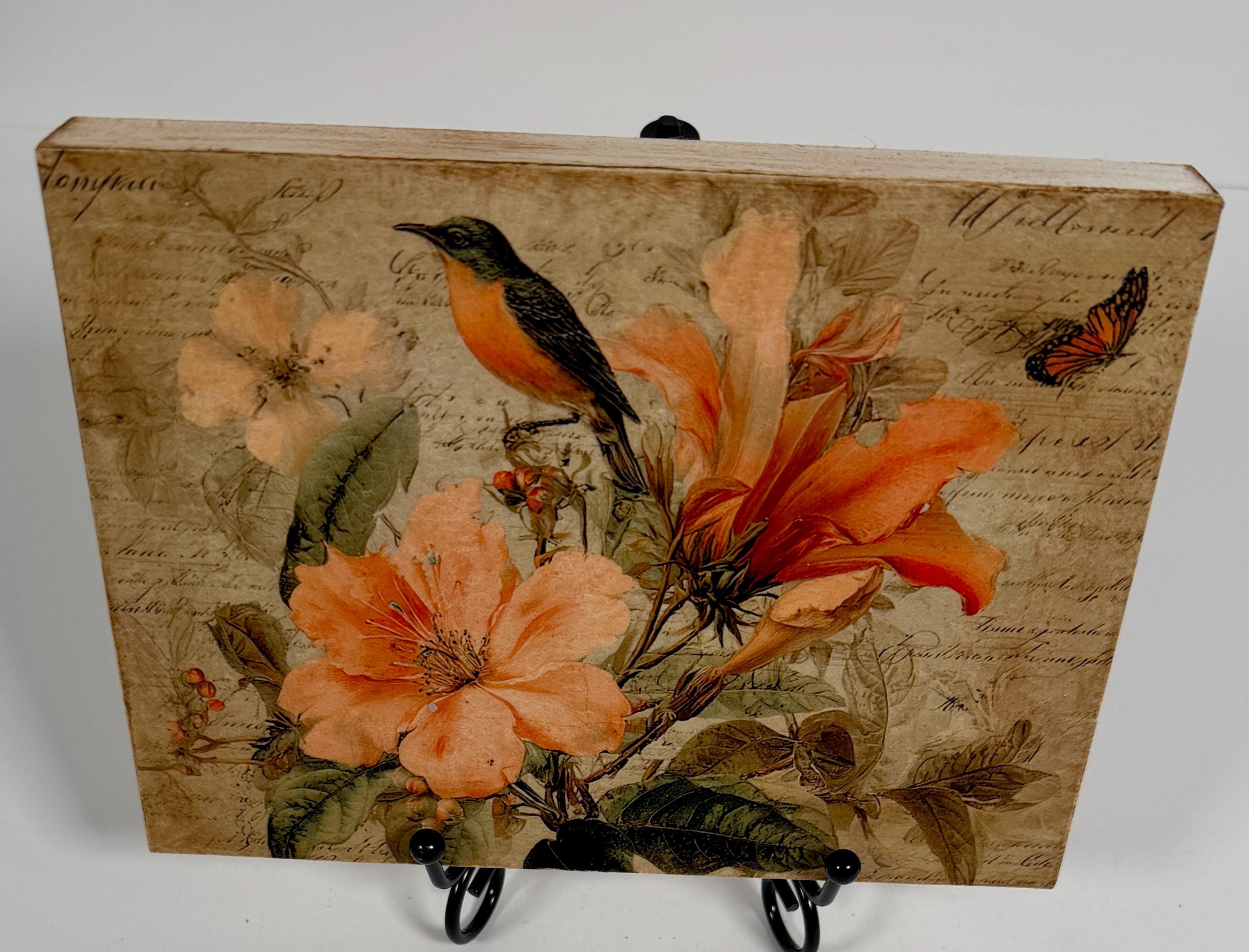 Orange Lilies with Bird: 7"x5"