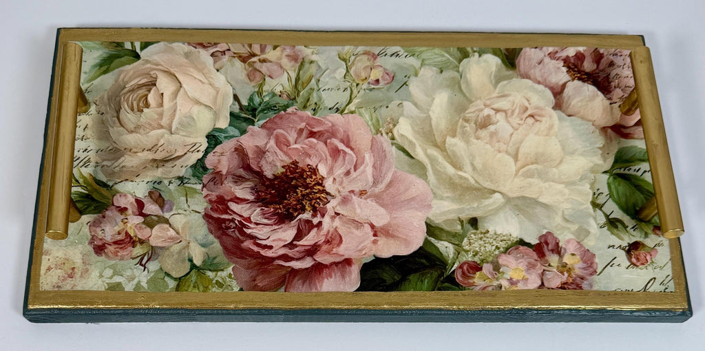 Peony Shabby Chic Tray : 16"x8"