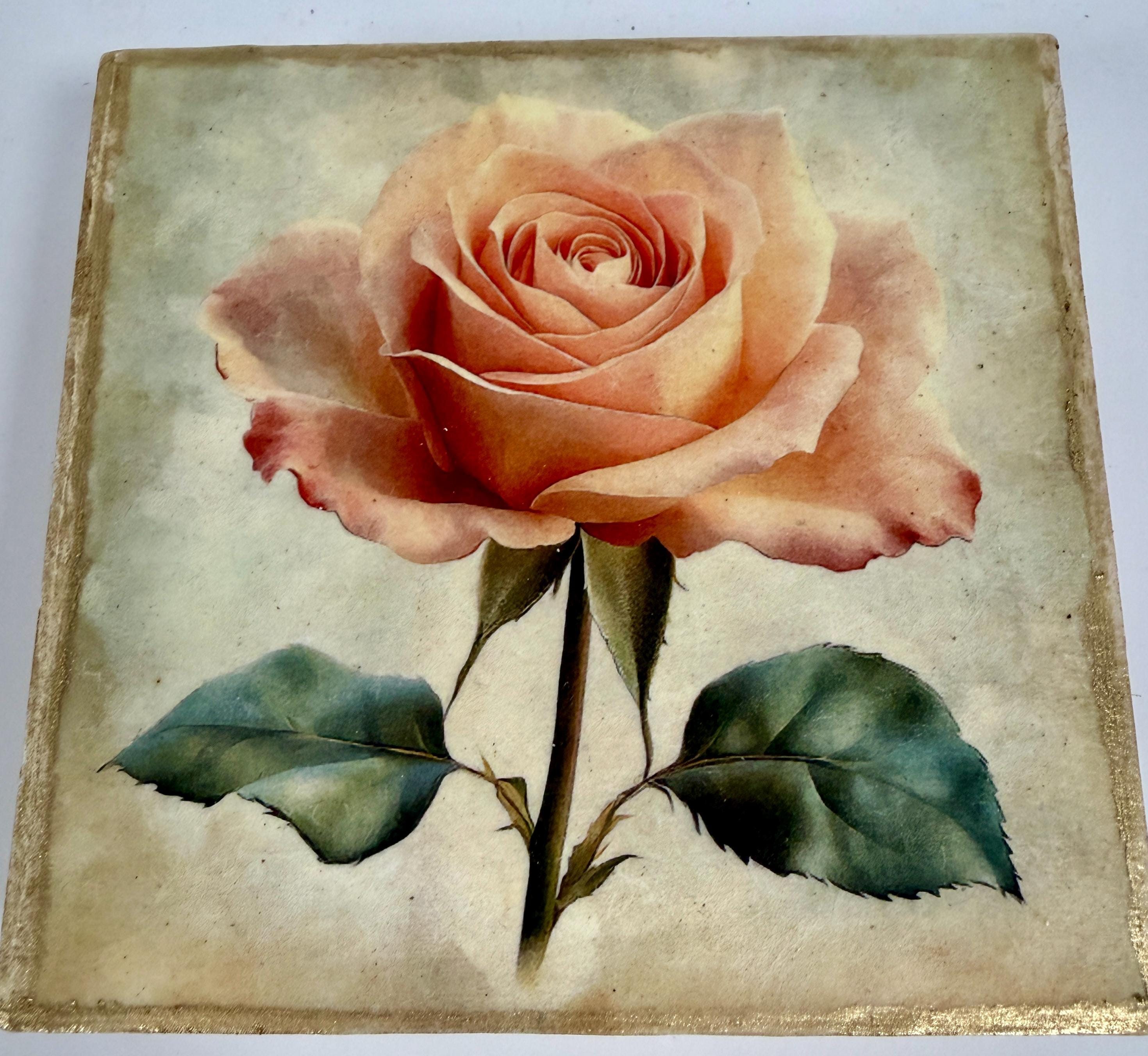 Peach Rose: 4"x4"