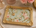 Gold Floral Vanity Tray, 8" X 6.25", Jewelry Display Stand by Mikela Lindel Home