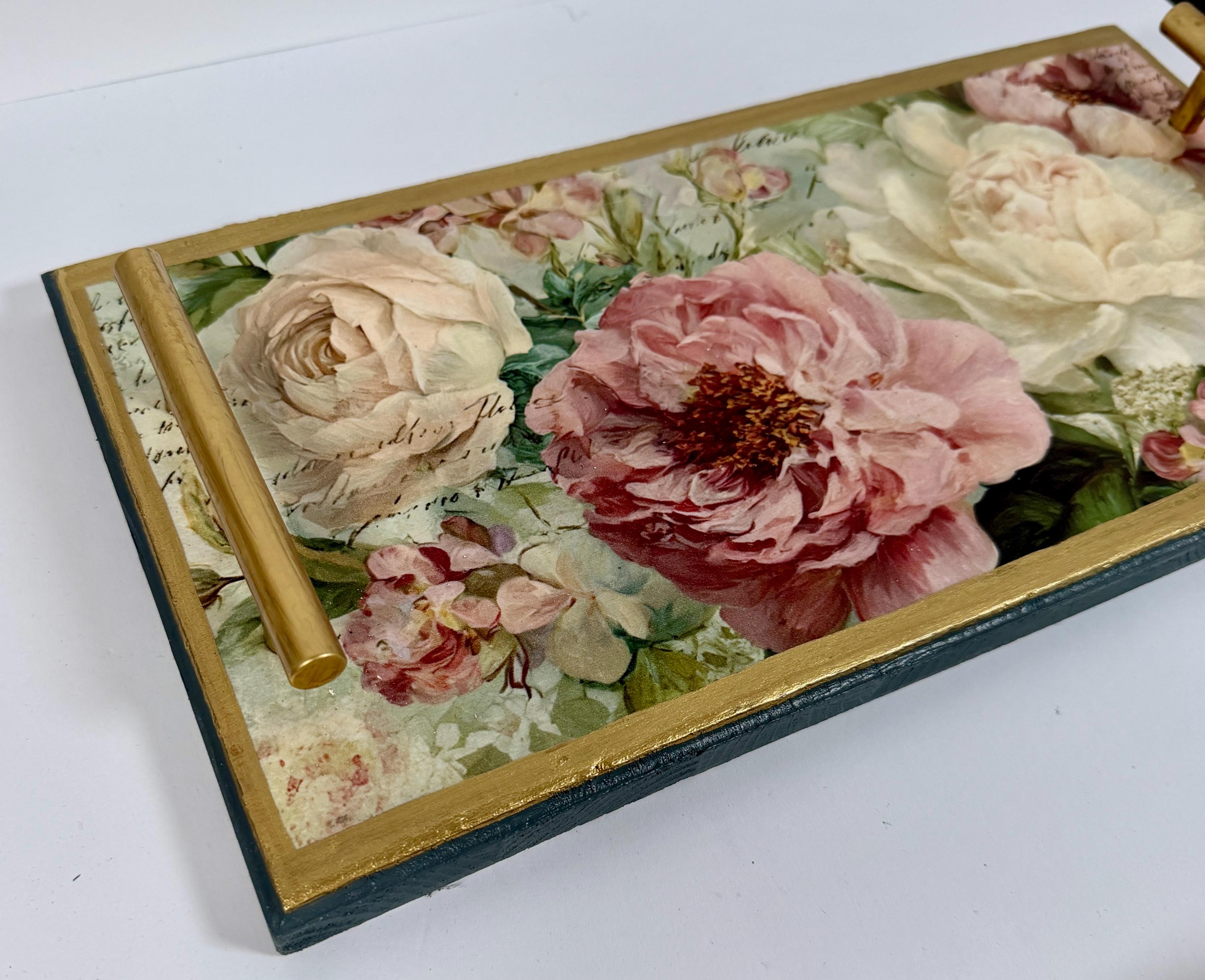 Peony Shabby Chic Tray : 16"x8"
