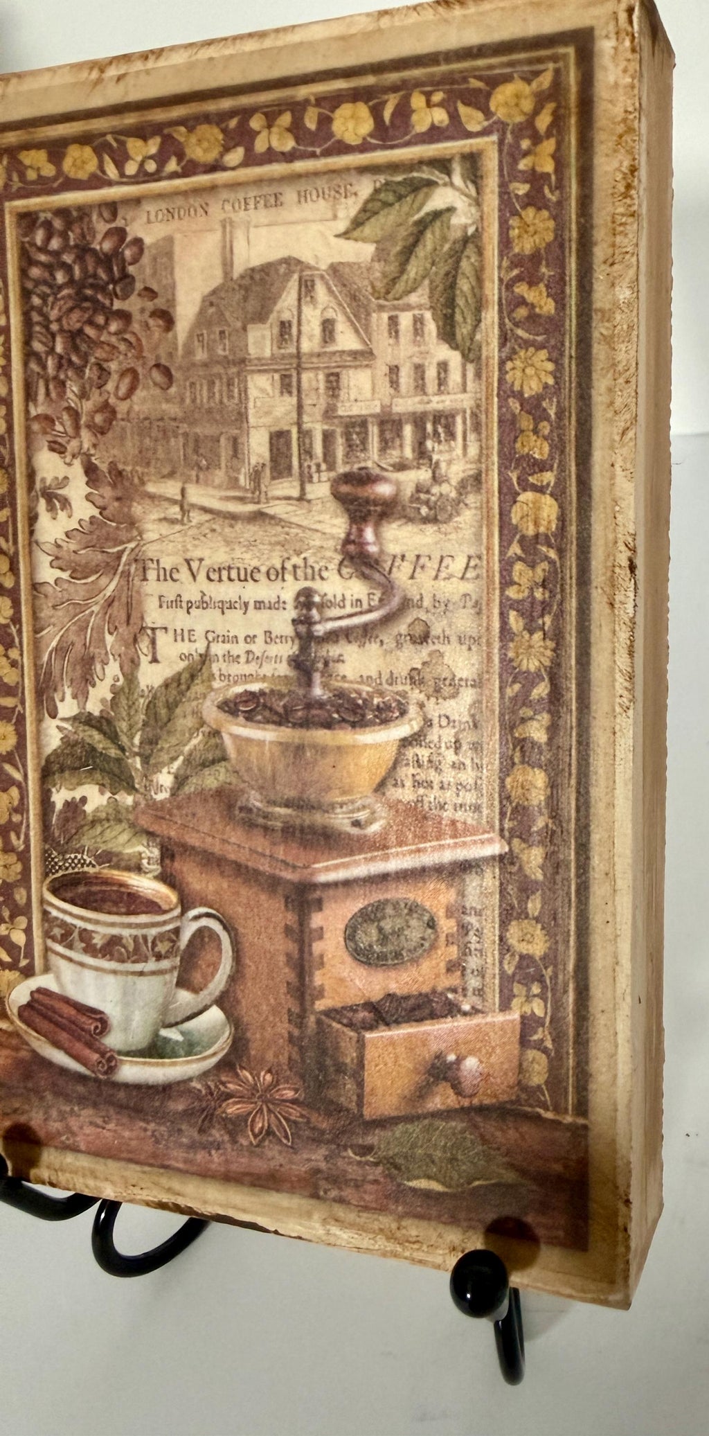 Rustic Kitchen Decor, Vintage Coffee Wood Blocks 4X6 Inch Pair by Mikela Lindel Home