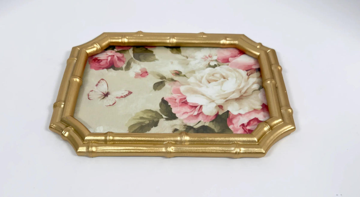 Gold Floral Vanity Tray, Scalloped Rose Frame, 8 X 6.25 In, Decor