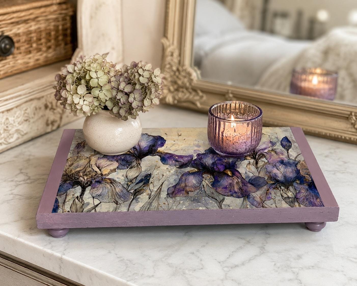 Purple Irises Riser: 12"x7"
