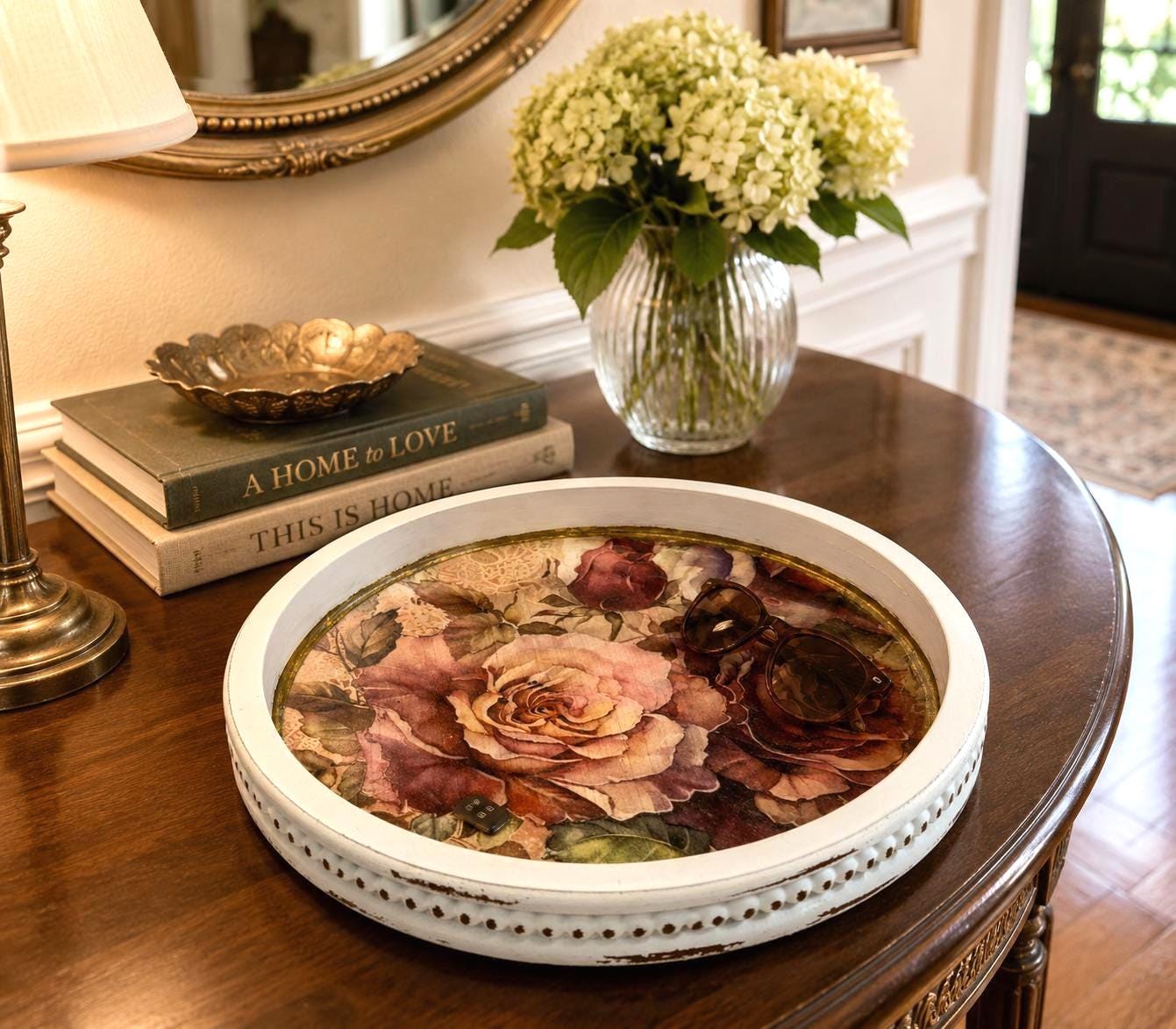 Vintage Roses Tray: 11.5"