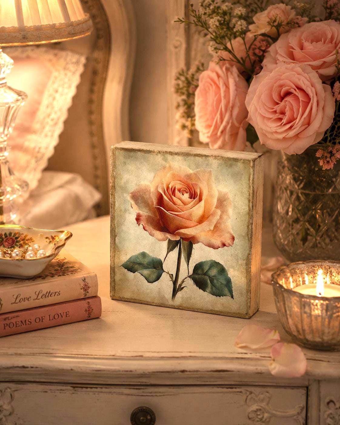 Peach Rose: 4"x4"