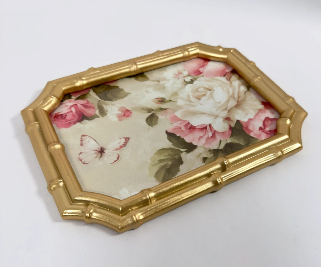 Gold Floral Vanity Tray, Scalloped Rose Frame, 8 X 6.25 In, Decor