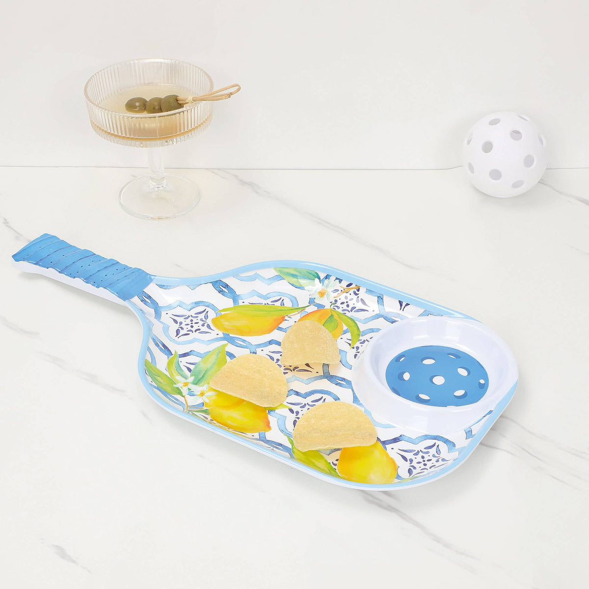 Lemon 15 3/4" Melamine Paddle Chip & Dip Tray