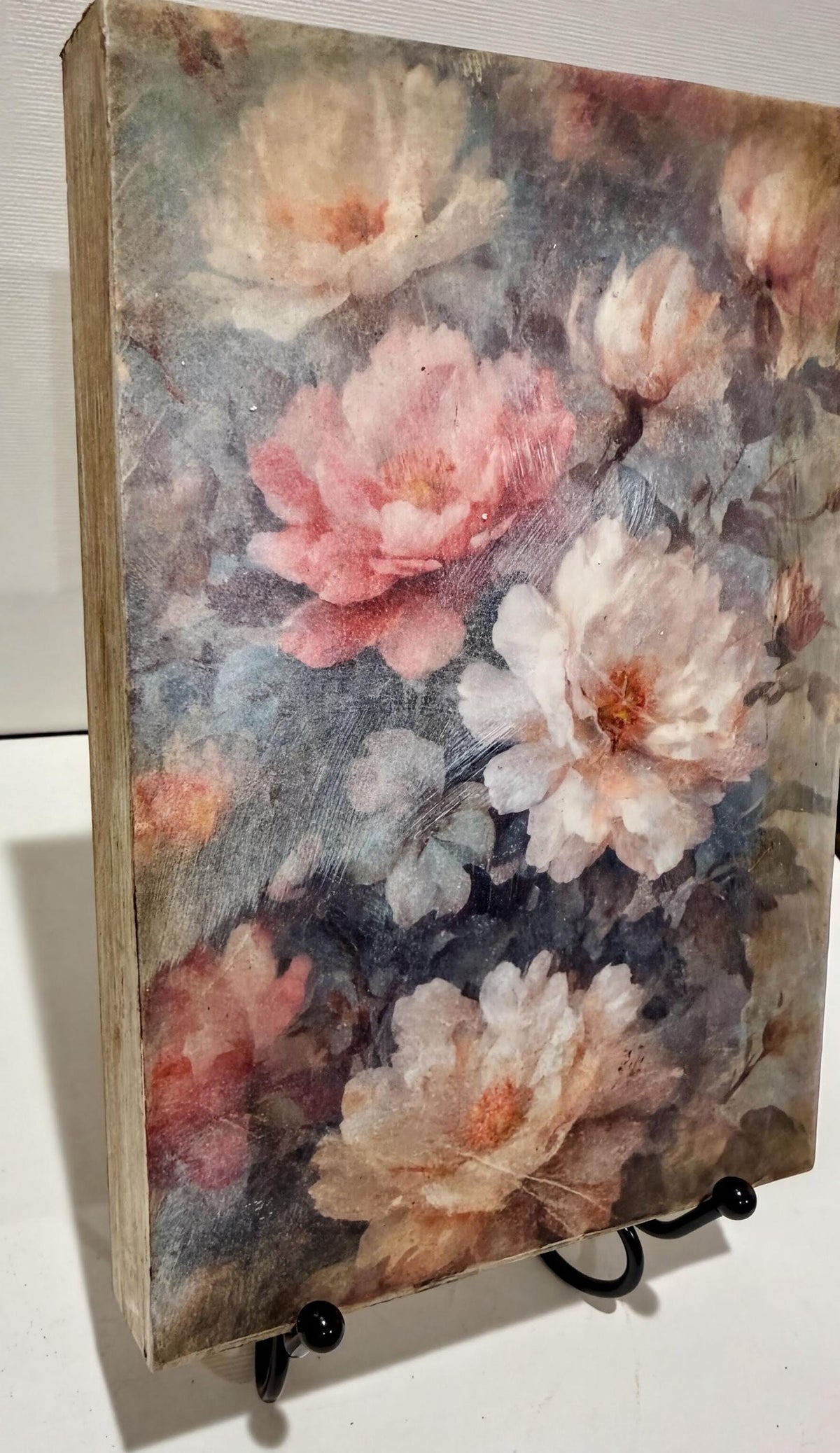 Peony Wood Sign, Dusty Pink, 5x7 Vintage Floral Home Decor by Mikela Lindel Home