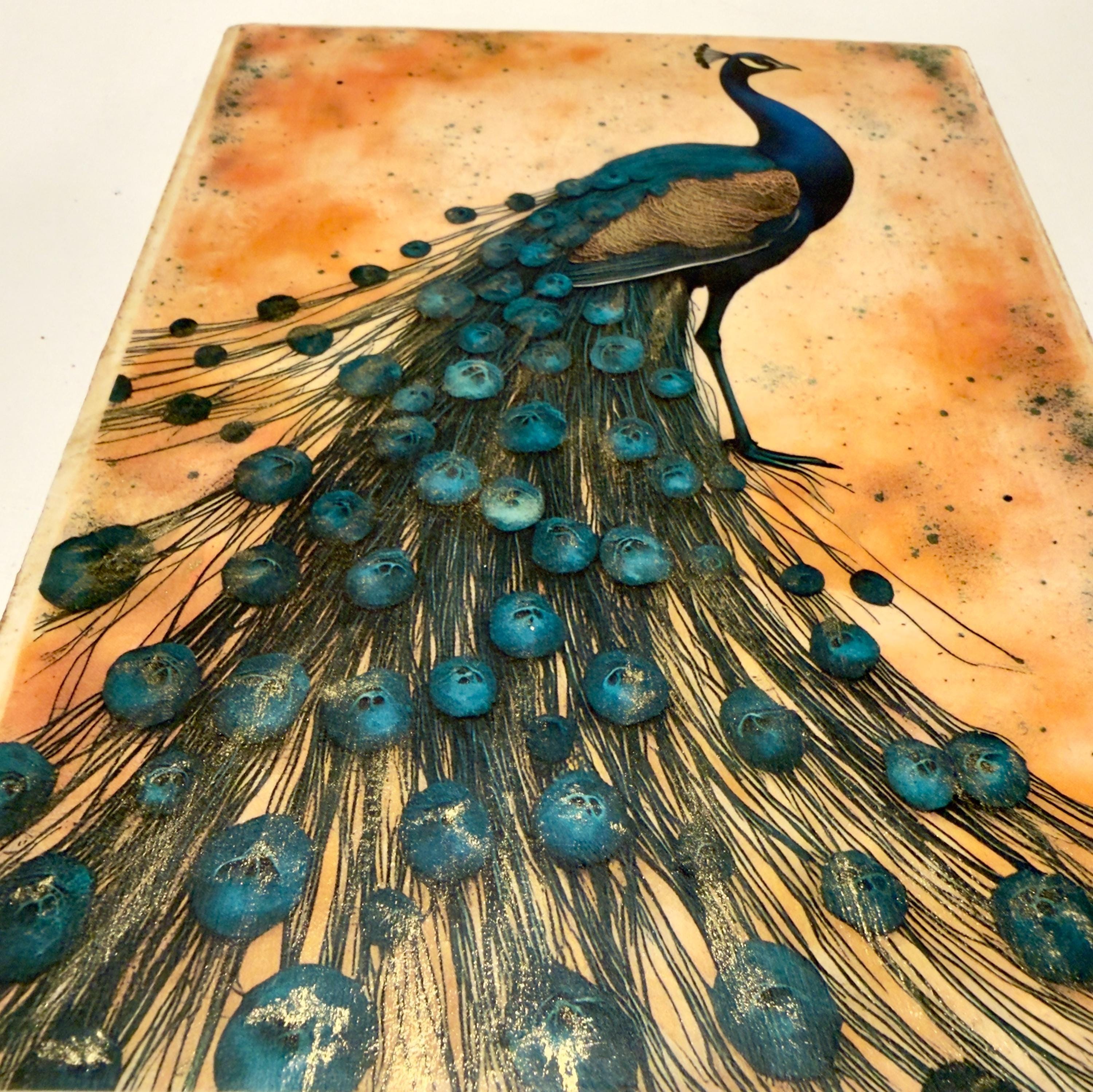Peacock with Gold: 6"x8"