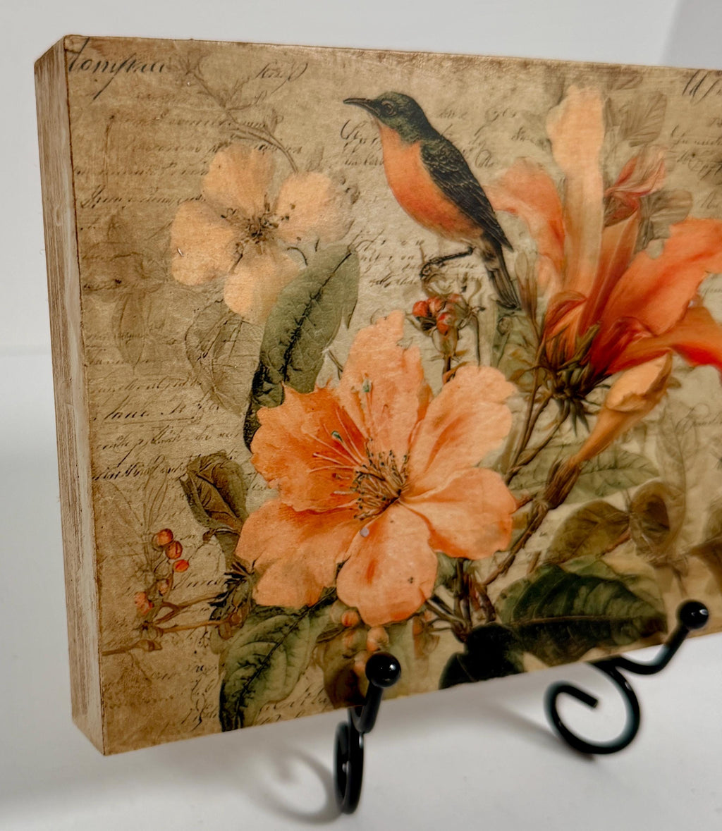 Orange Lilies with Bird: 7"x5"