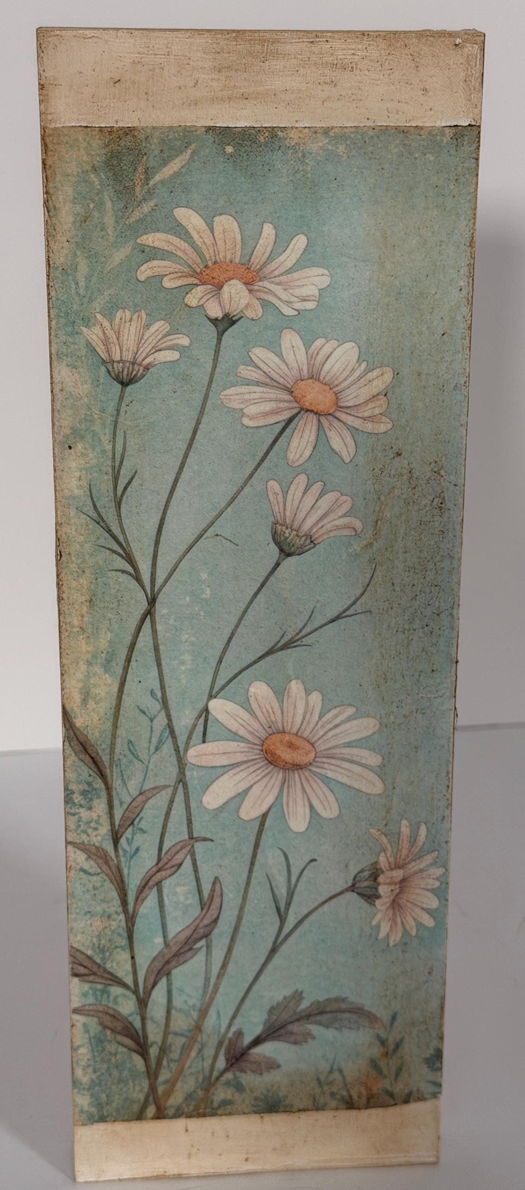 Daisy Wood Block, 4X12 Rustic Farmhouse Decor, Tall Narrow Home by Mikela Lindel Home