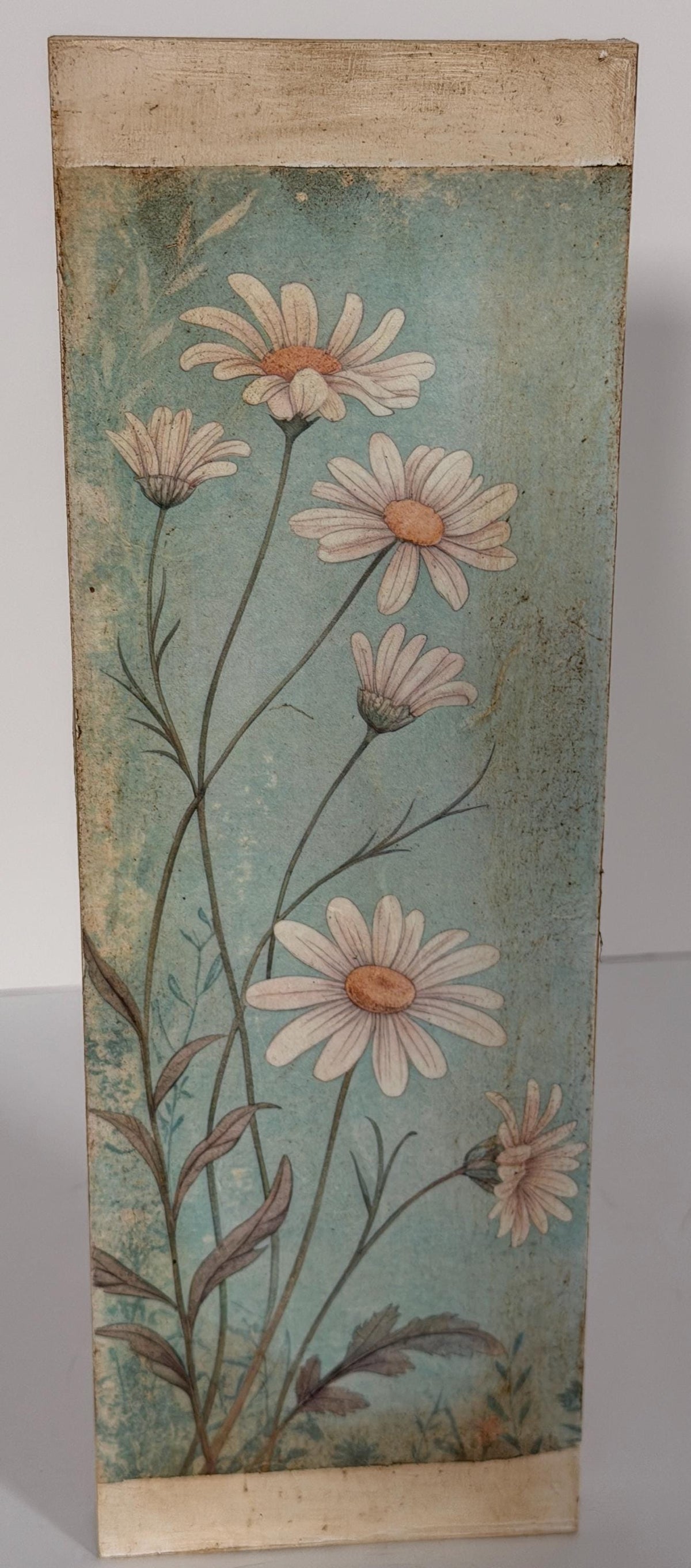 Daisy Wood Block, 4X12 Rustic Farmhouse Decor, Tall Narrow Home by Mikela Lindel Home