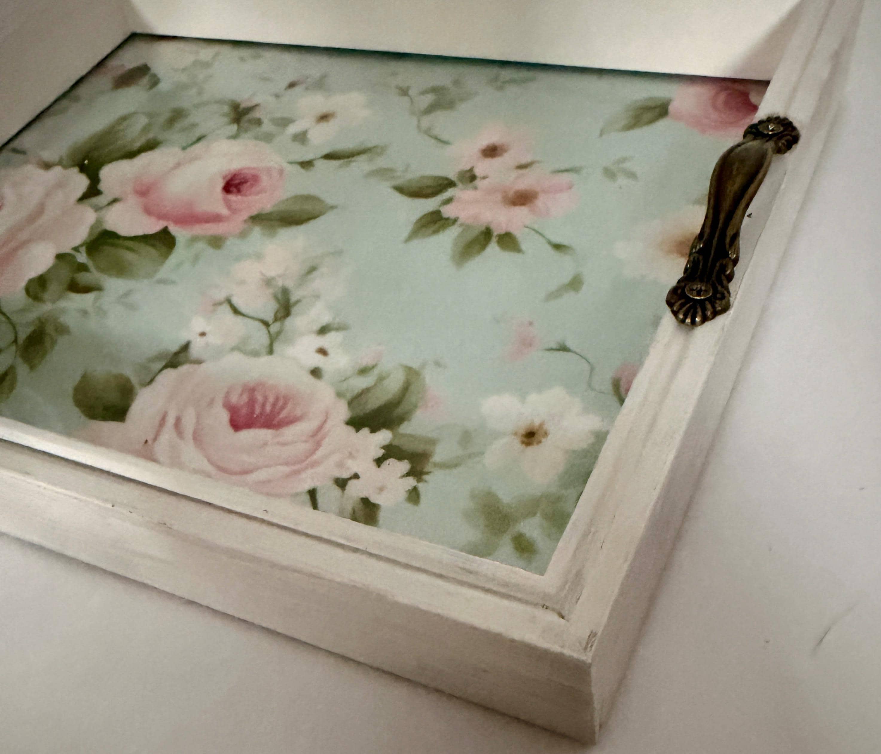 Distressed White Shabby Vanity Tray: 8"x10"