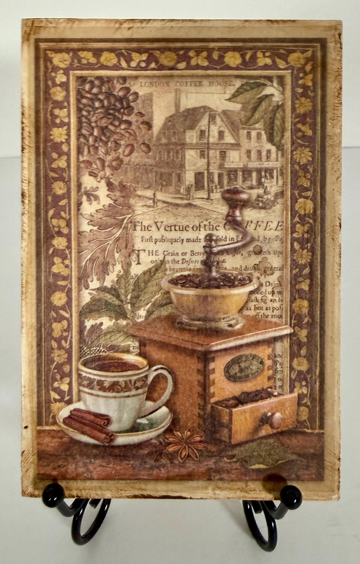 Rustic Kitchen Decor, Vintage Coffee Wood Blocks 4X6 Inch Pair by Mikela Lindel Home