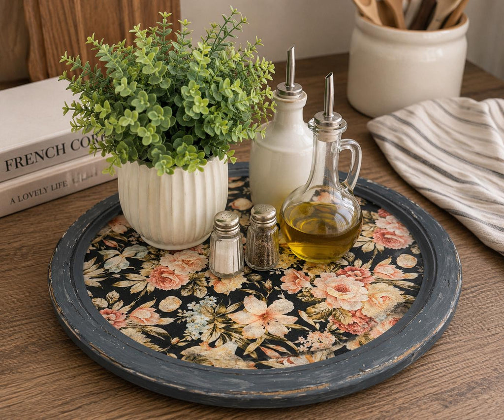 Rustic Floral Lazy Susan: 10.25"