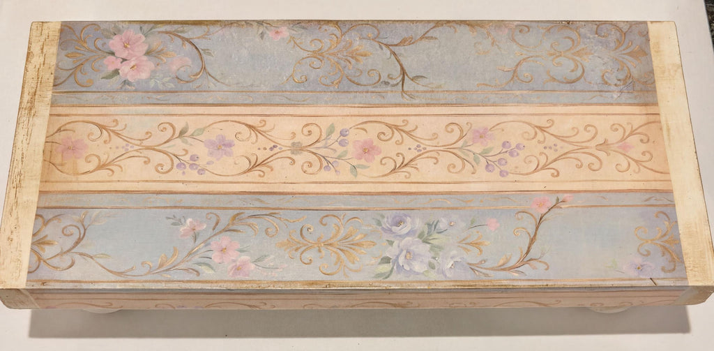 Decorative Wood Riser, Pastel Floral Scrollwork, 12 X 5.5 Inch by Mikela Lindel Home