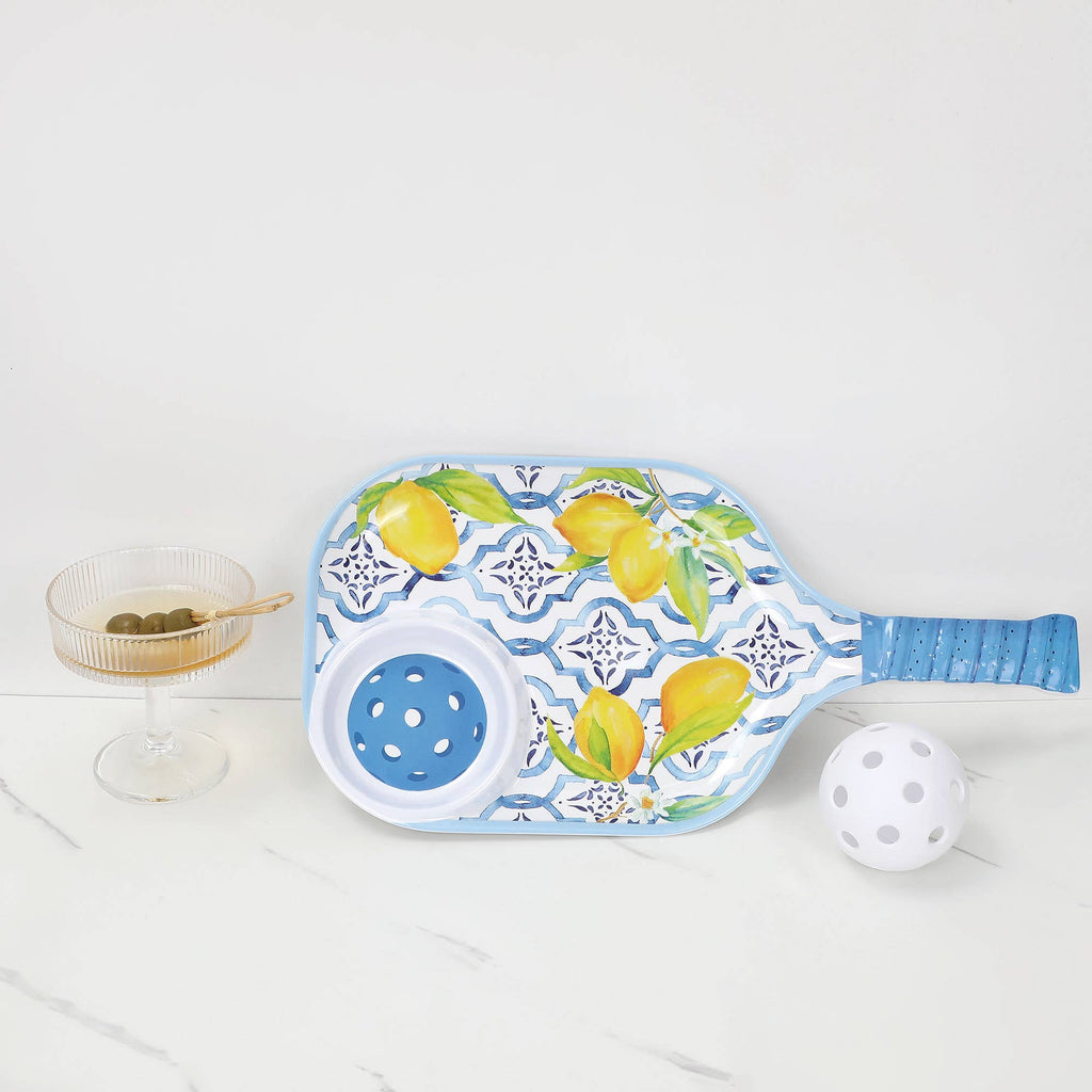 Lemon 15 3/4" Melamine Paddle Chip & Dip Tray