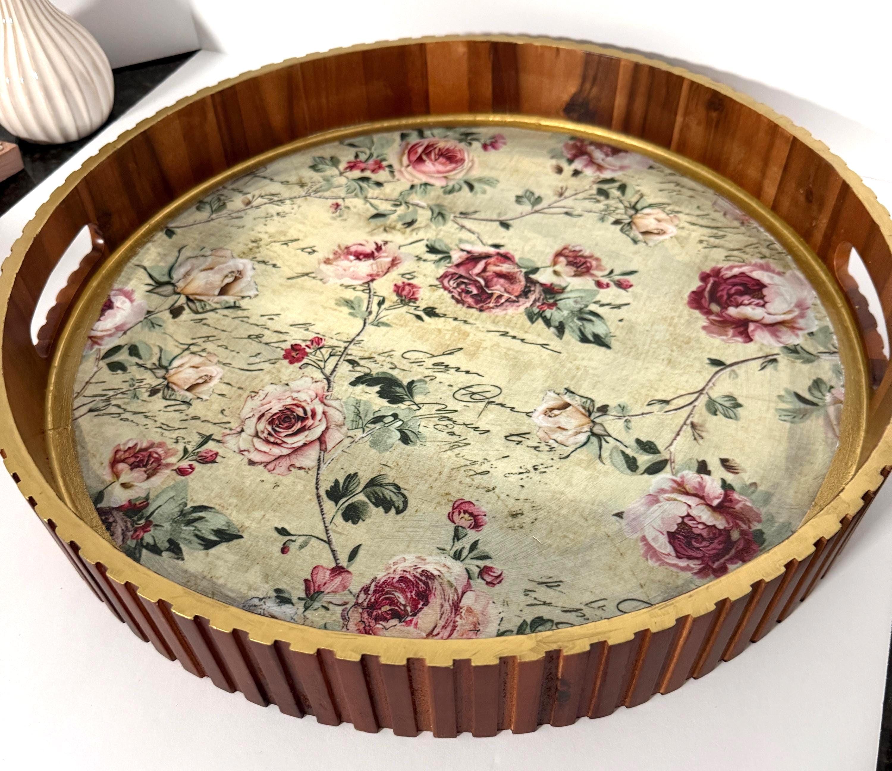 Large Round Floral Tray: 17.75"; 2.5" height