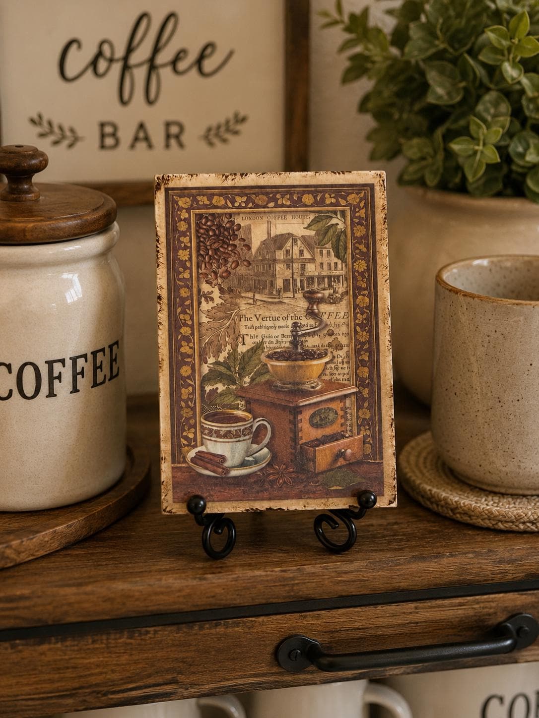Rustic Kitchen Decor, Vintage Coffee Wood Blocks 4X6 Inch Pair by Mikela Lindel Home