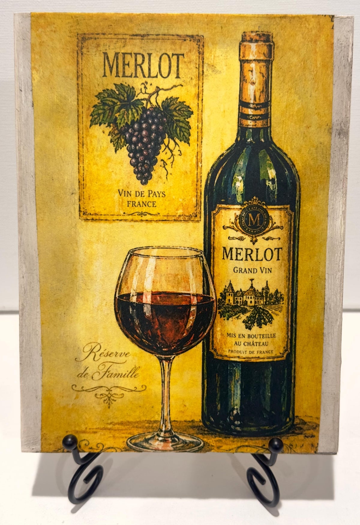 Rustic Wine Wall Art, Merlot & Chardonnay, 6 X 8 Inch Panels by Mikela Lindel Home