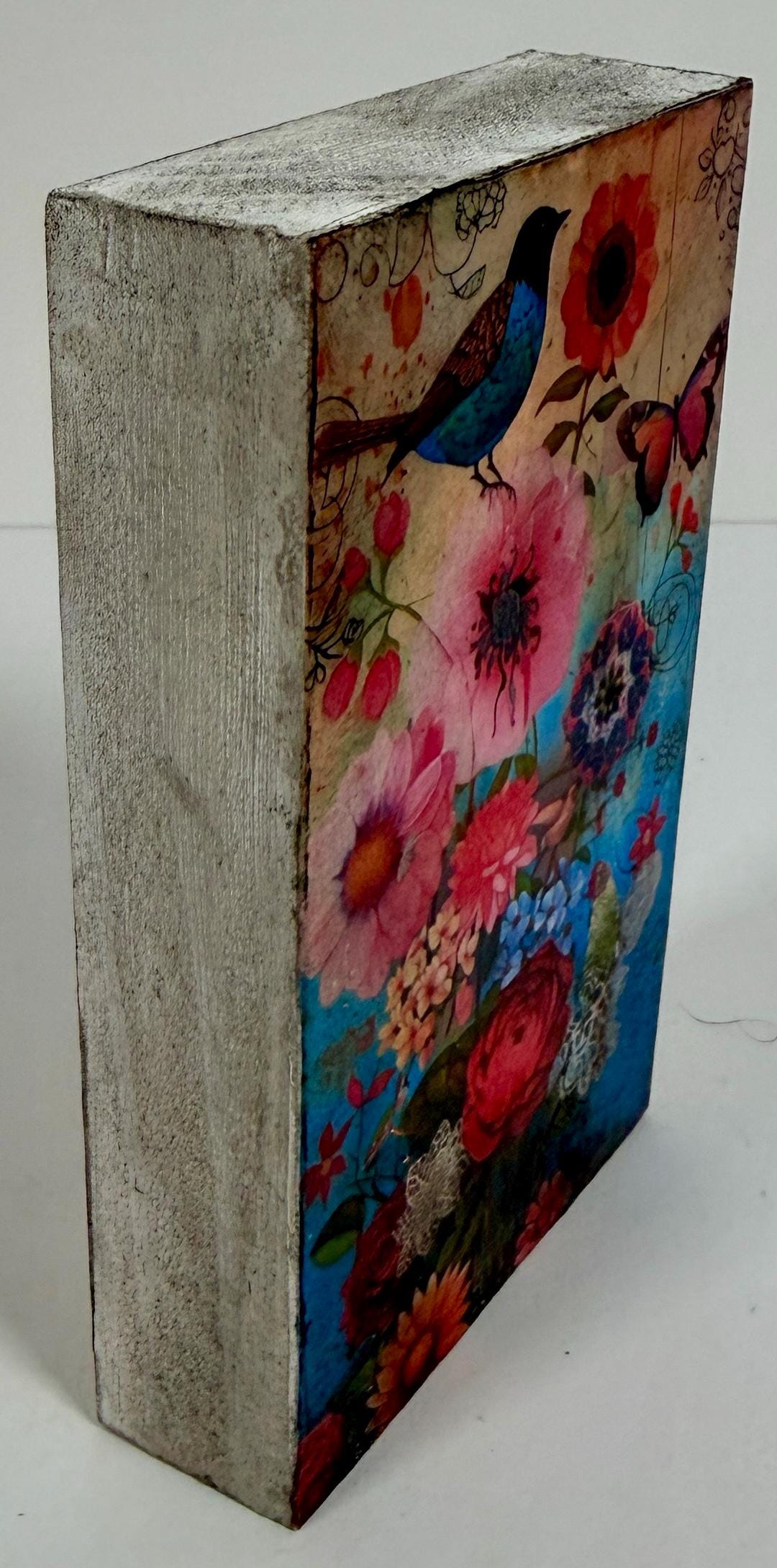 Boho Bird Wood Block, Butterfly Garden Decor, 3 X 5 In, Shelf Art by Mikela Lindel Home