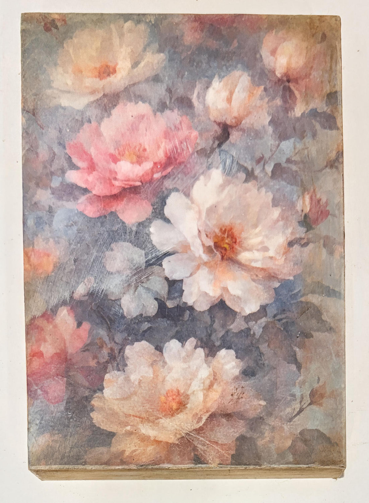 Peony Wood Sign, Dusty Pink, 5x7 Vintage Floral Home Decor by Mikela Lindel Home