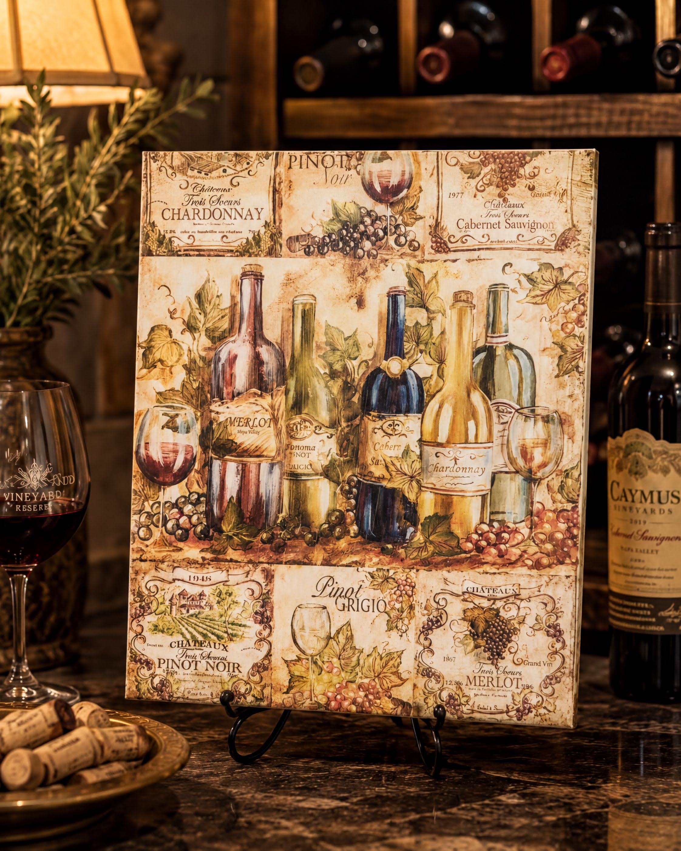 Rustic Wine Bottles: 8"x10"