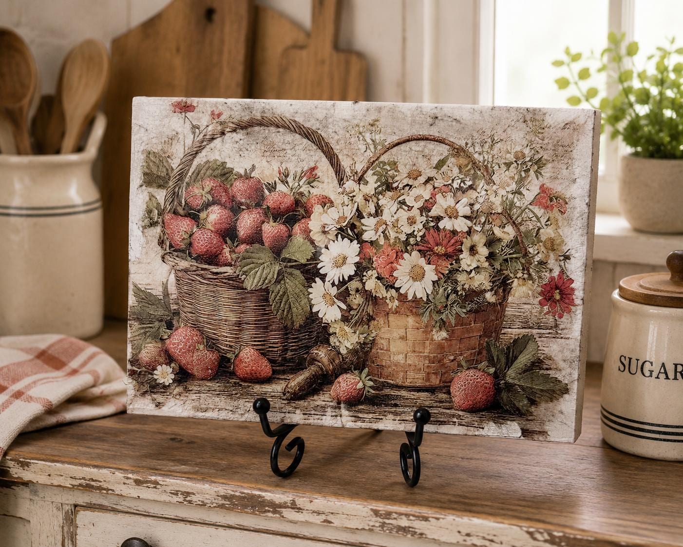 Strawberries and Daisies: 5"x7"