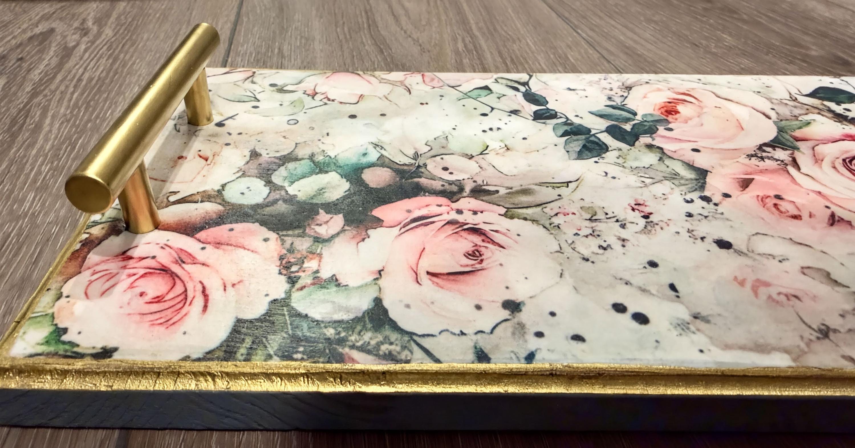 Pink Rose Ethereal Tray: 15.75"x8"