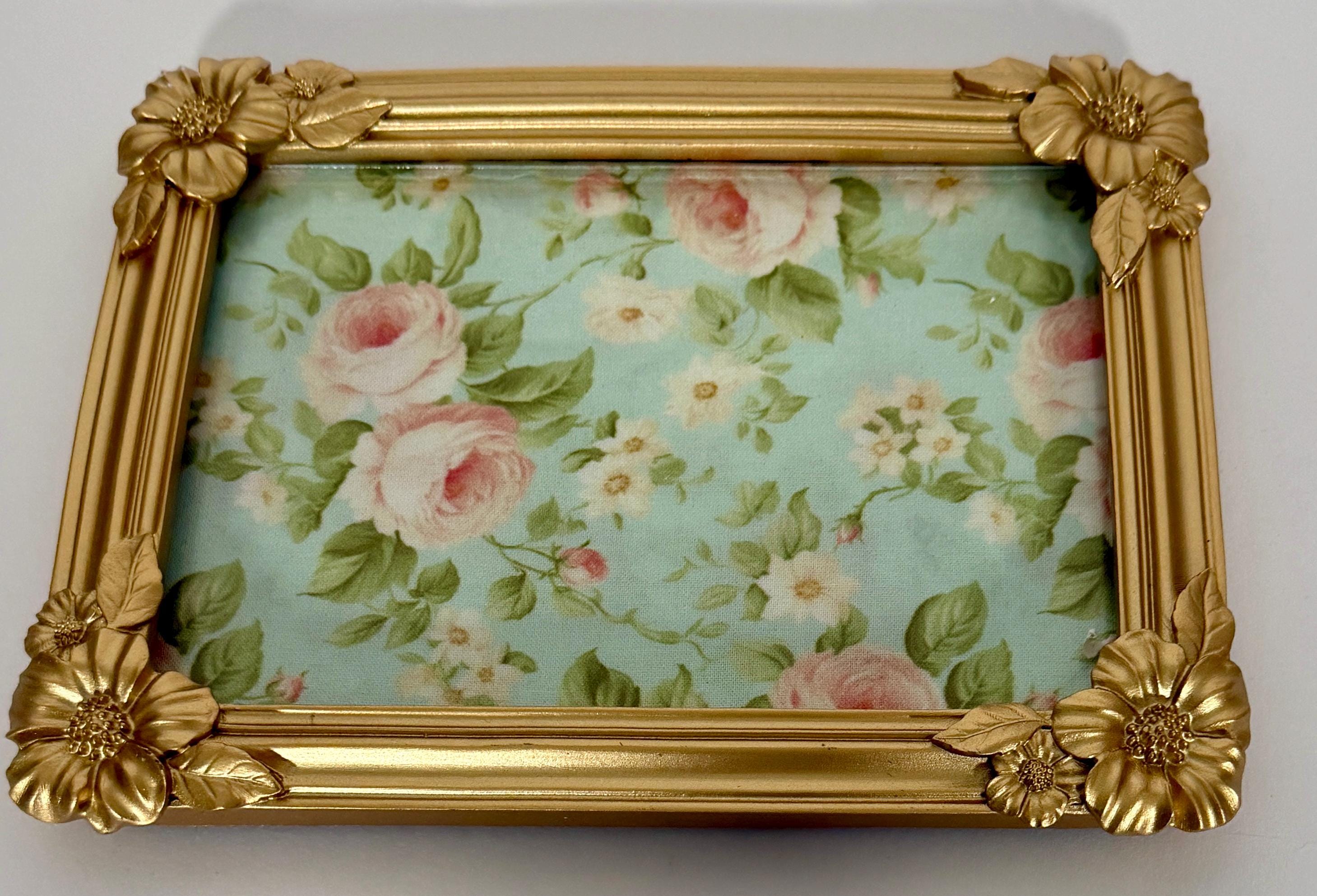 Gold Floral Vanity Tray: 8”x6.25"