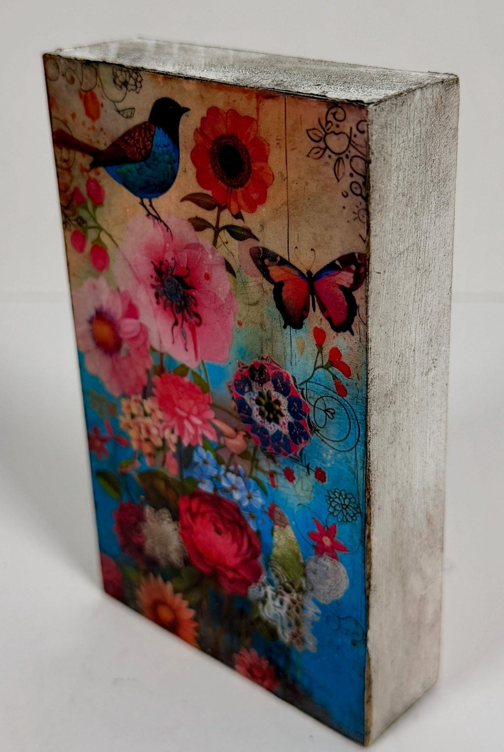 Boho Bird Wood Block, Butterfly Garden Decor, 3 X 5 In, Shelf Art by Mikela Lindel Home