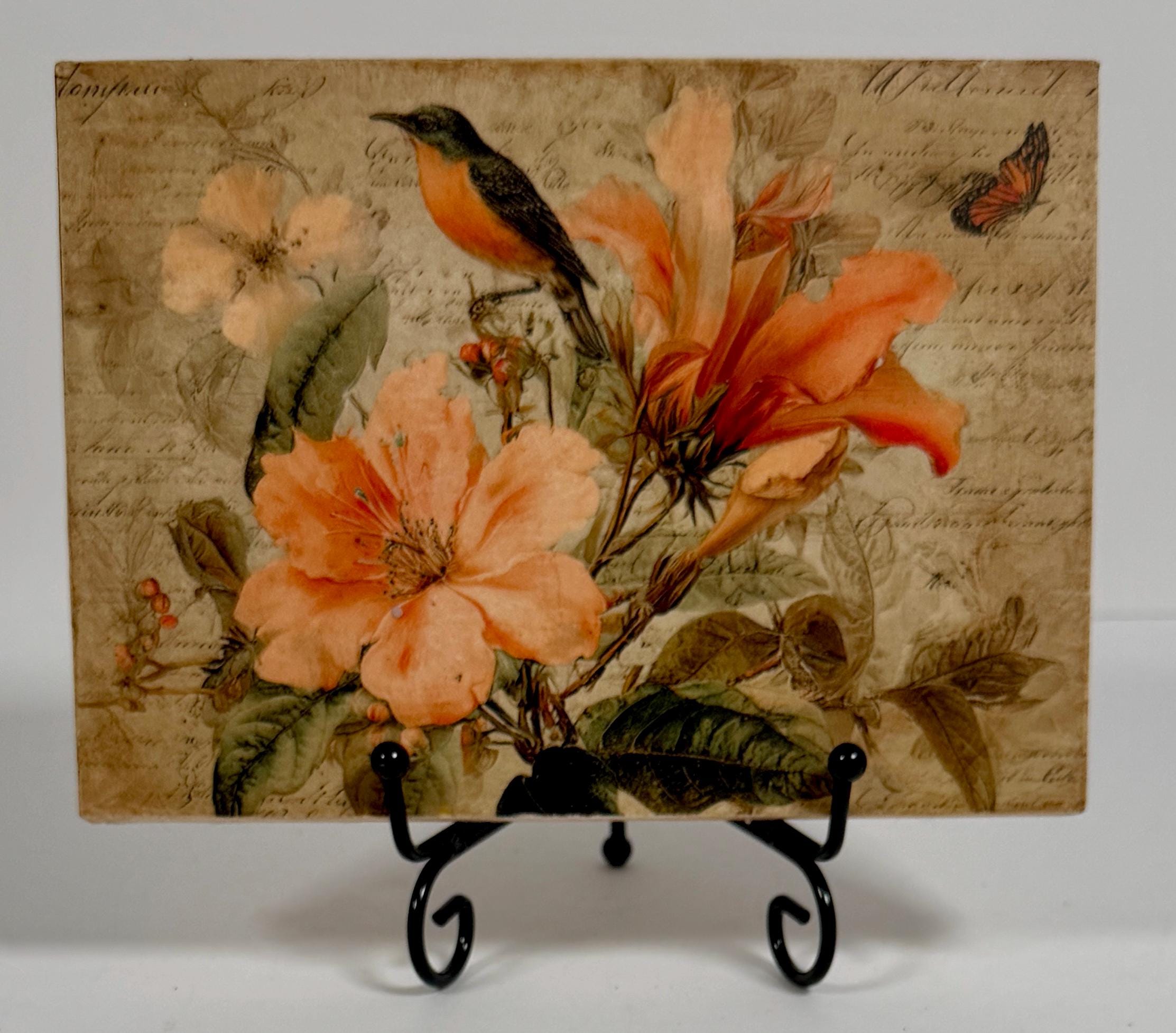 Orange Lilies with Bird: 7"x5"