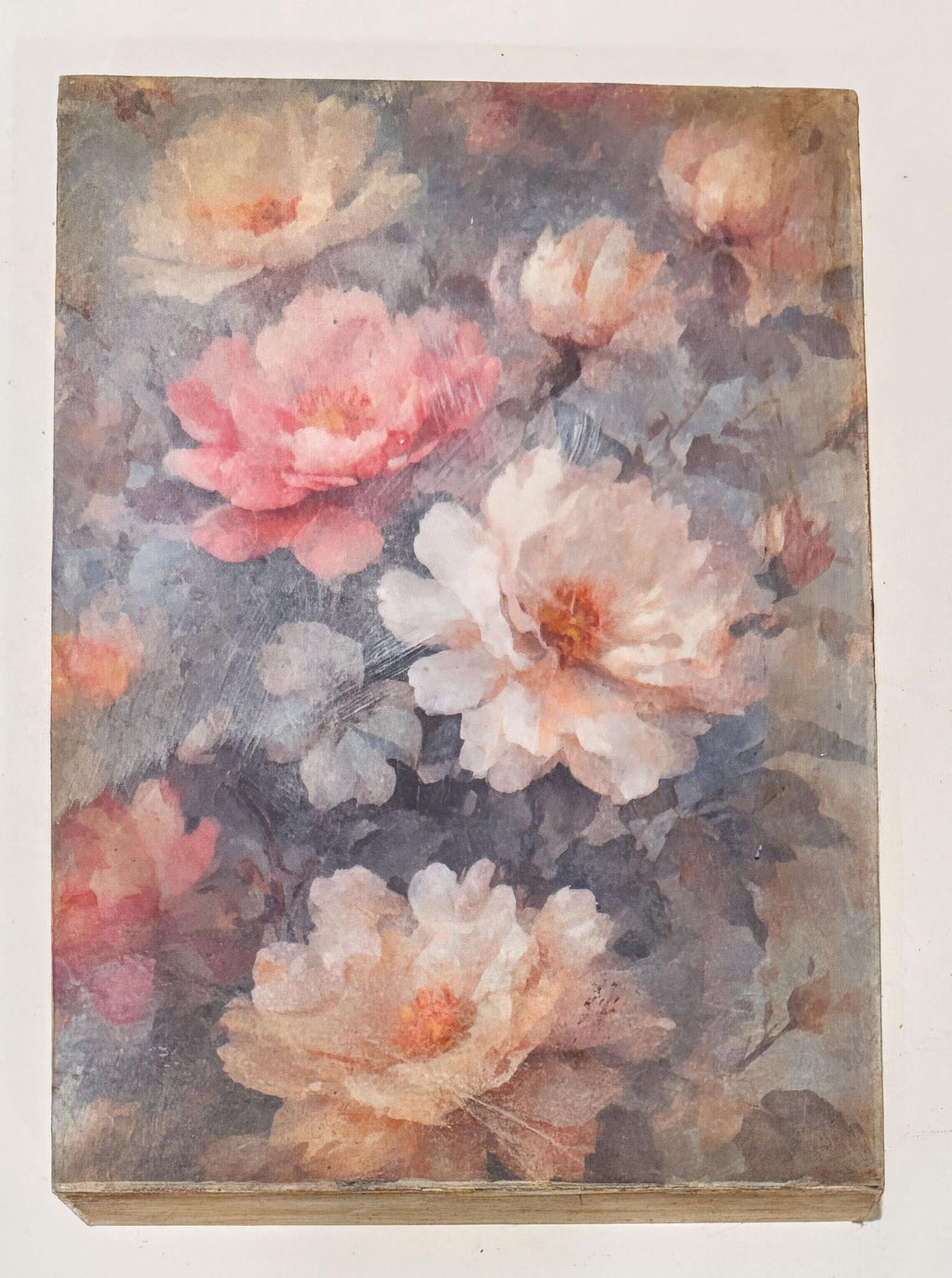 Peony Wood Sign, Dusty Pink, 5x7 Vintage Floral Home Decor by Mikela Lindel Home
