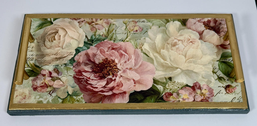 Peony Shabby Chic Tray : 16"x8"