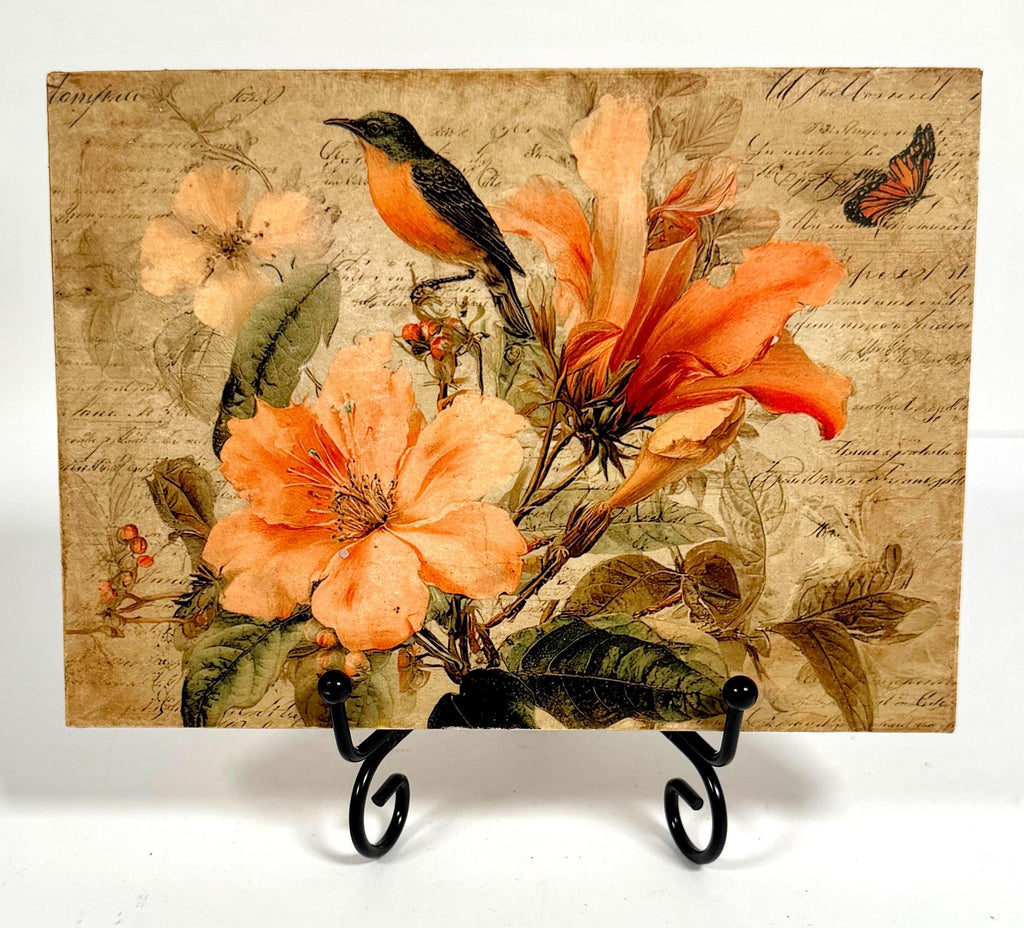 Orange Lilies with Bird: 7"x5"