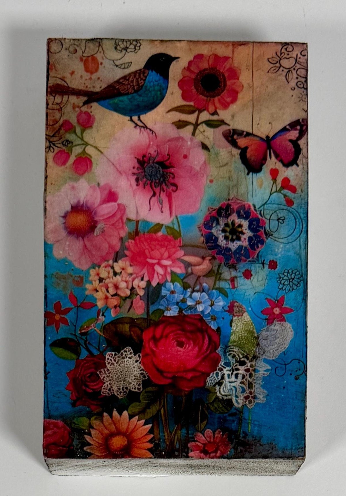 Boho Bird Wood Block, Butterfly Garden Decor, 3 X 5 In, Shelf Art by Mikela Lindel Home