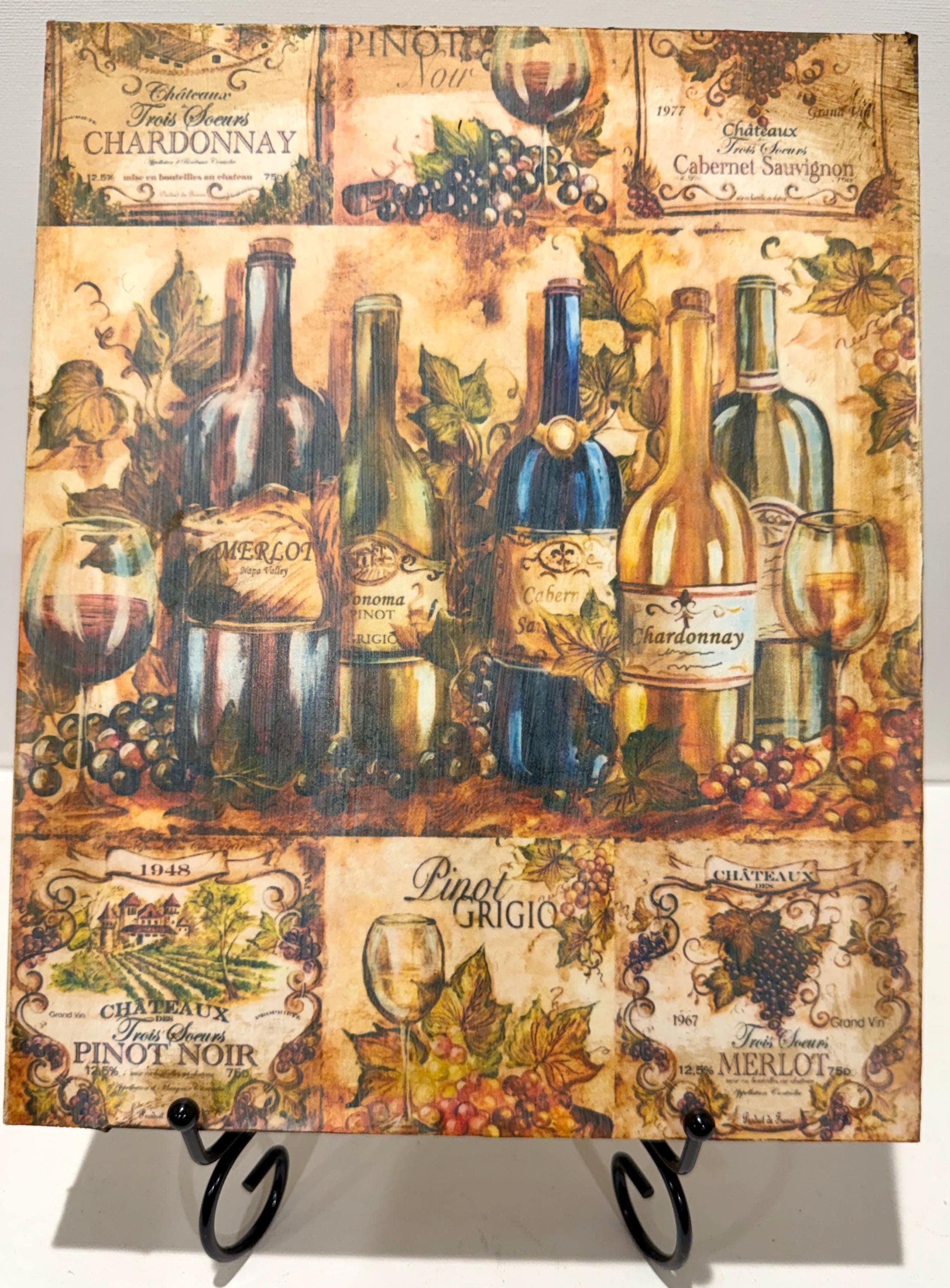 Rustic Wine Bottles: 8"x10"