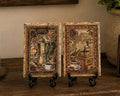 Rustic Kitchen Decor, Vintage Coffee Wood Blocks 4X6 Inch Pair by Mikela Lindel Home