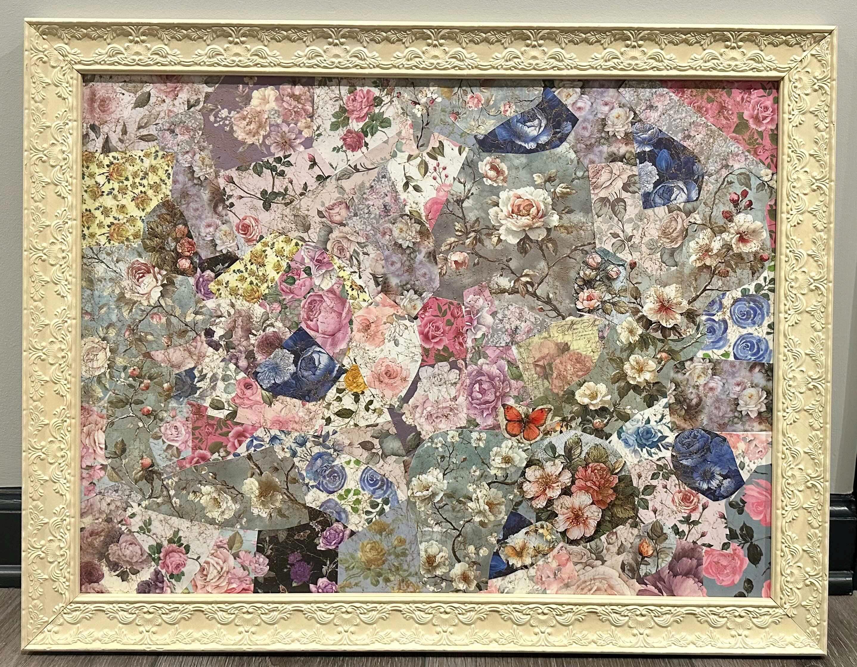 Roses And Butterfly: Framed Wall Art, 24 x18"