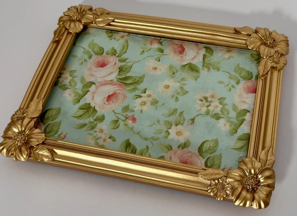Gold Floral Vanity Tray, 8" X 6.25", Jewelry Display Stand by Mikela Lindel Home