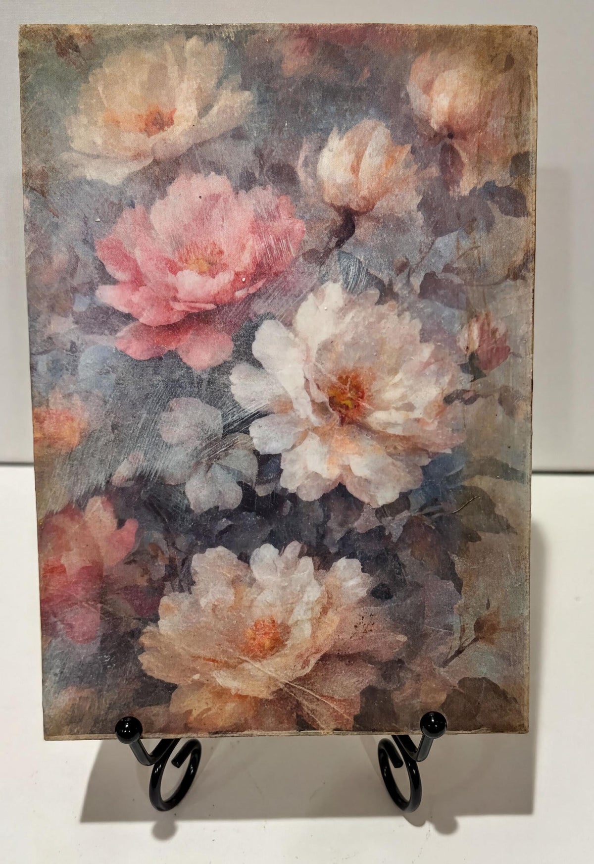 Peony Wood Sign, Dusty Pink, 5x7 Vintage Floral Home Decor by Mikela Lindel Home