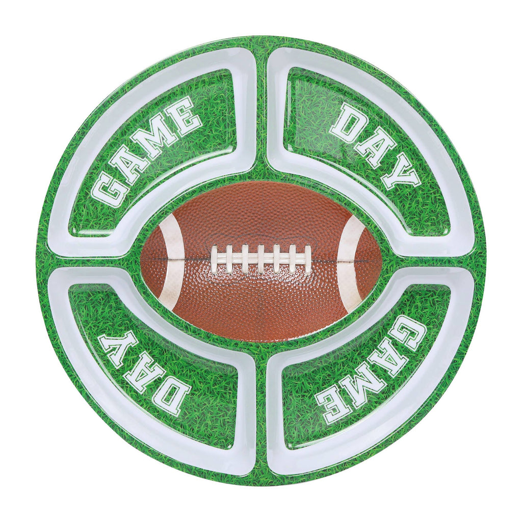 Football Snack Platter, 15-Inch Melamine 5-Section Serving Tray