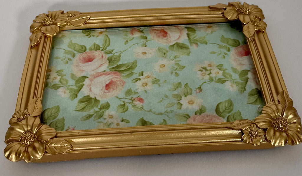 Gold Floral Vanity Tray, 8" X 6.25", Jewelry Display Stand by Mikela Lindel Home