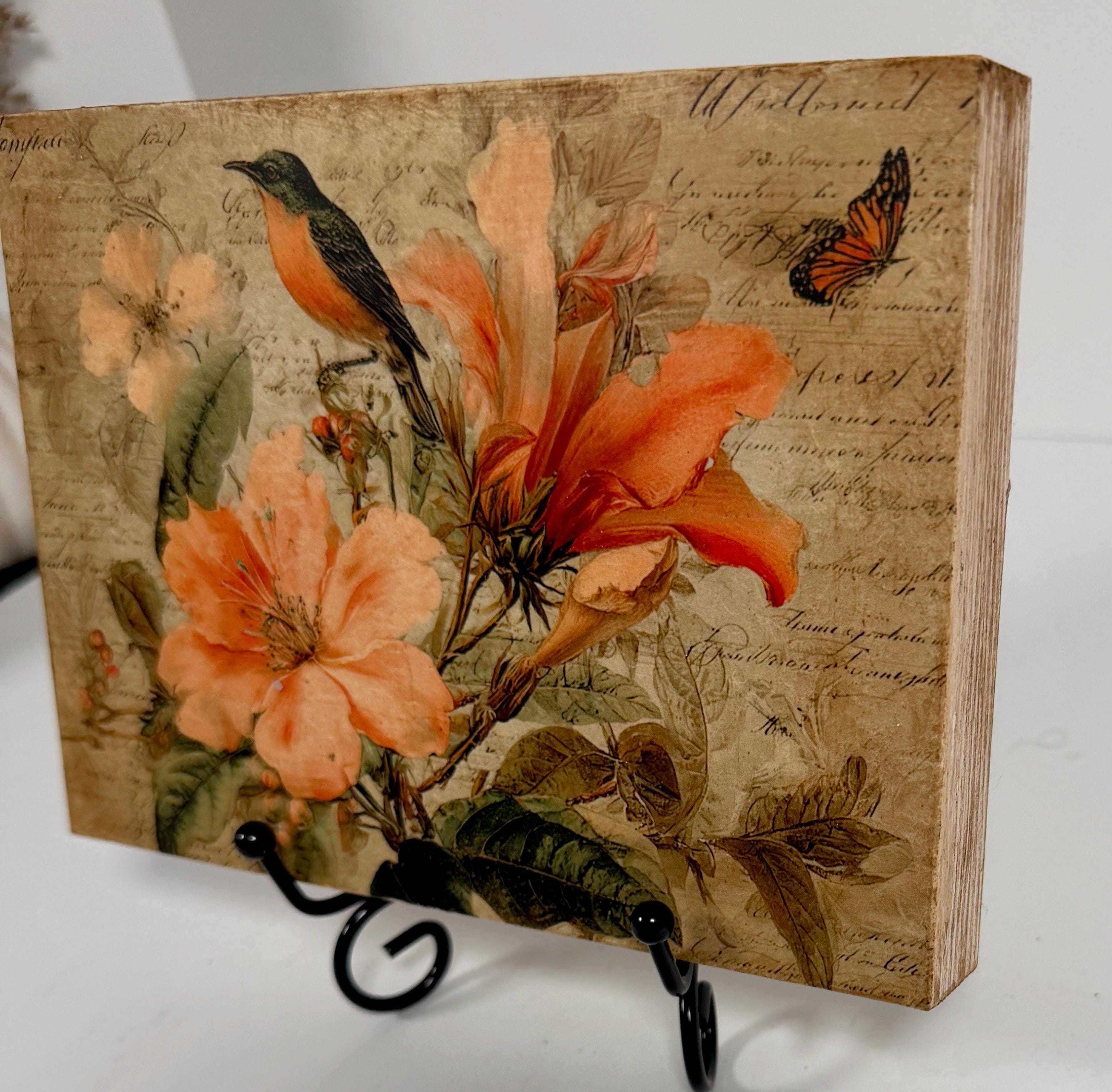 Orange Lilies with Bird: 7"x5"