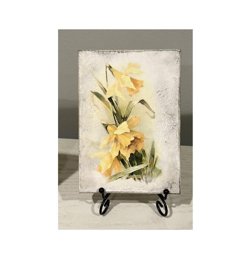 Daffodil Wood Sign | Yellow Floral 5x7 Handmade Cottage Accent by Mikela Lindel Home