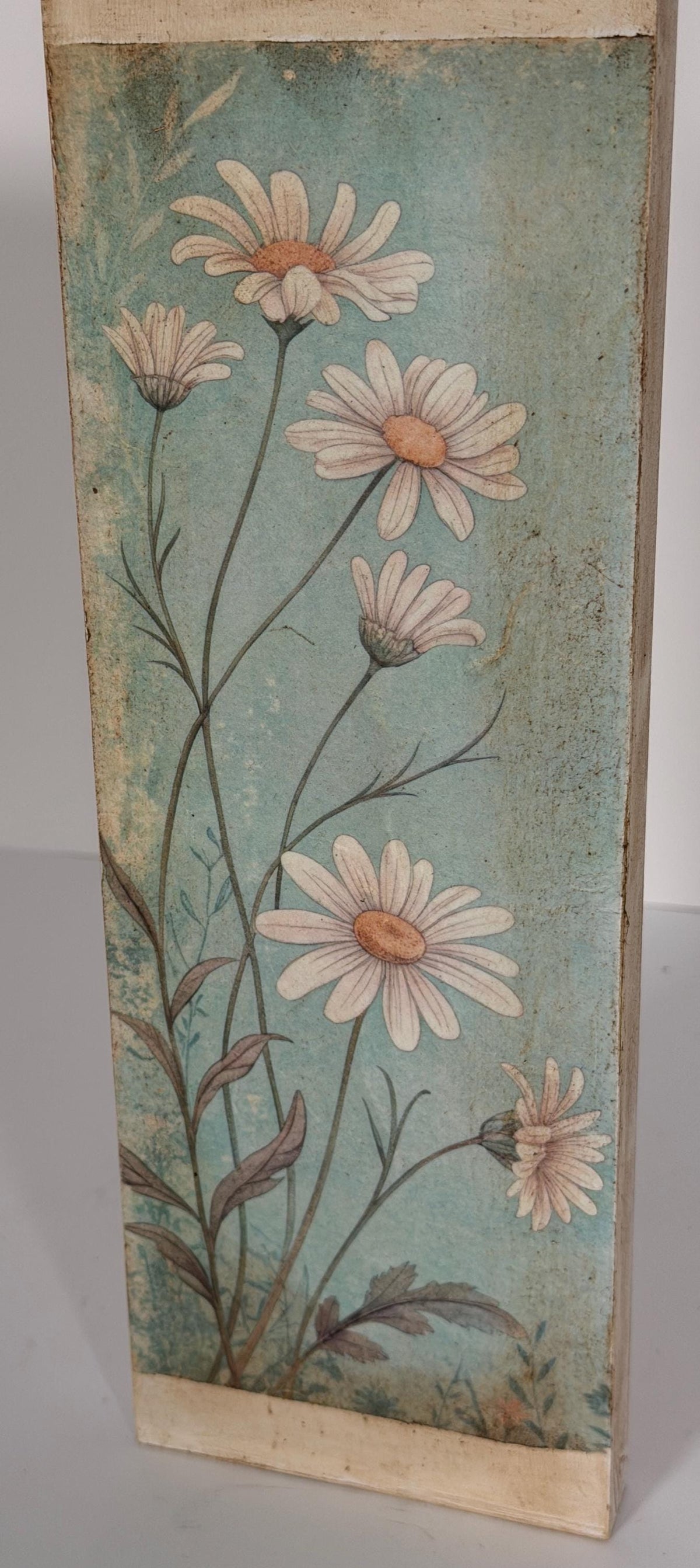 Daisy Wood Block, 4X12 Rustic Farmhouse Decor, Tall Narrow Home by Mikela Lindel Home