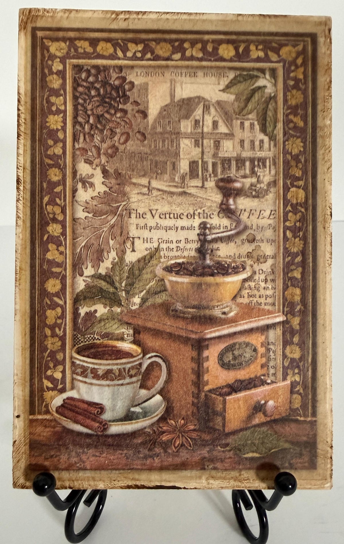 Rustic Kitchen Decor, Vintage Coffee Wood Blocks 4X6 Inch Pair by Mikela Lindel Home