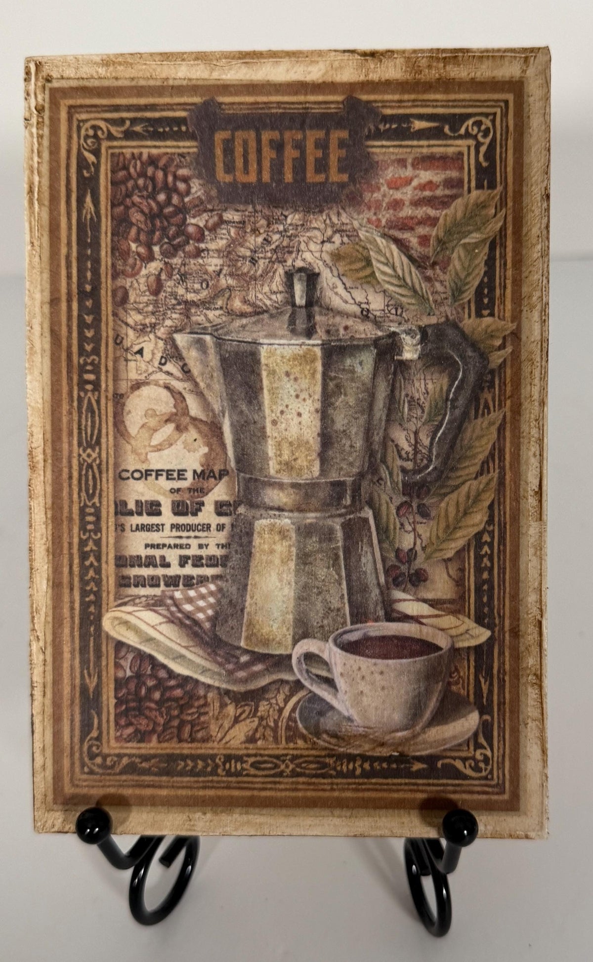 Rustic Kitchen Decor, Vintage Coffee Wood Blocks 4X6 Inch Pair by Mikela Lindel Home